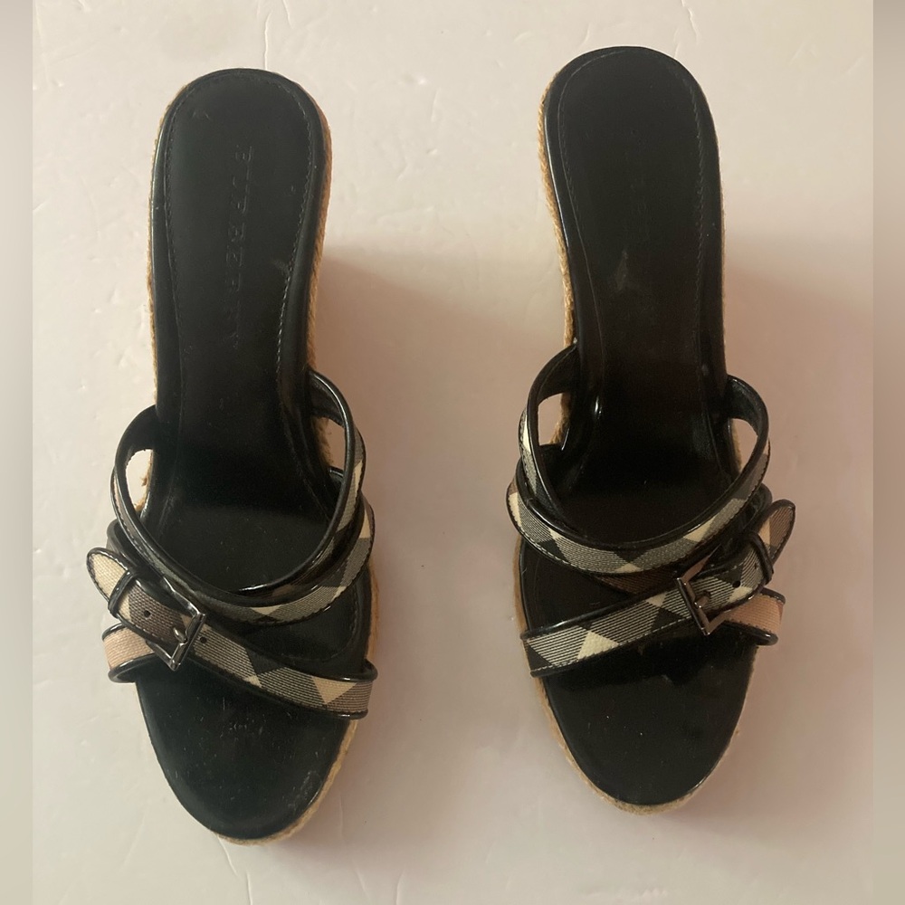 Burberry Womens SZ 9 US SZ 40 EU Nova Check Espadrille Wedge Sandals - Picture 4 of 14